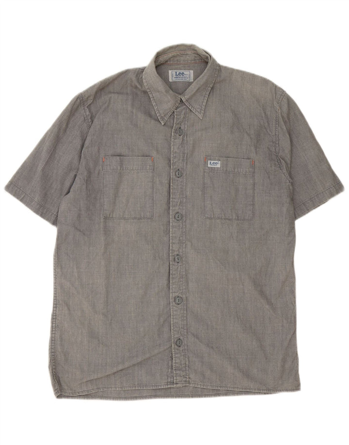 Lee Chemise à Manches Courtes Homme Gris Moyen Coton