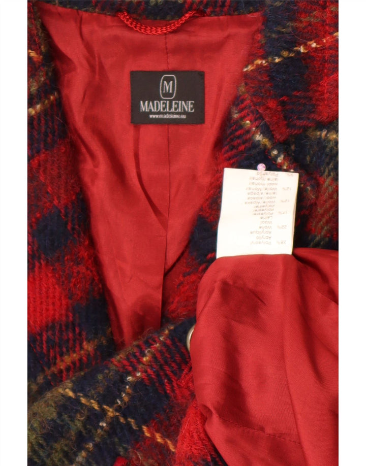 Madeleine Veste blazer à 4 boutons pour femme UK 14 à carreaux bordeaux moyen