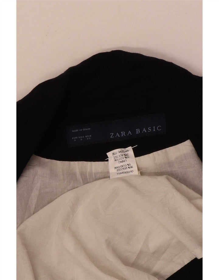 Zara Veste Blazer 1 Bouton Femme UK 10 Petite Viscose Noire