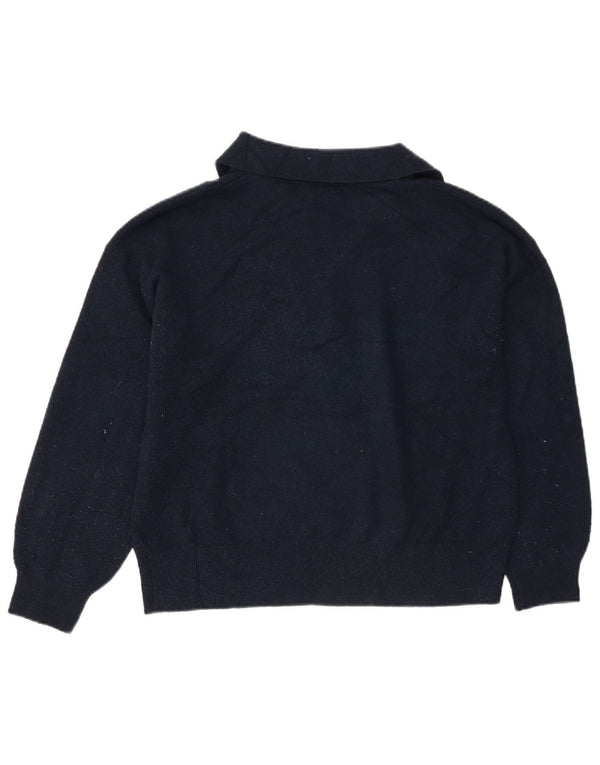 Marks & Spencer Pull à col polo pour femme UK 14 Bleu marine moyen