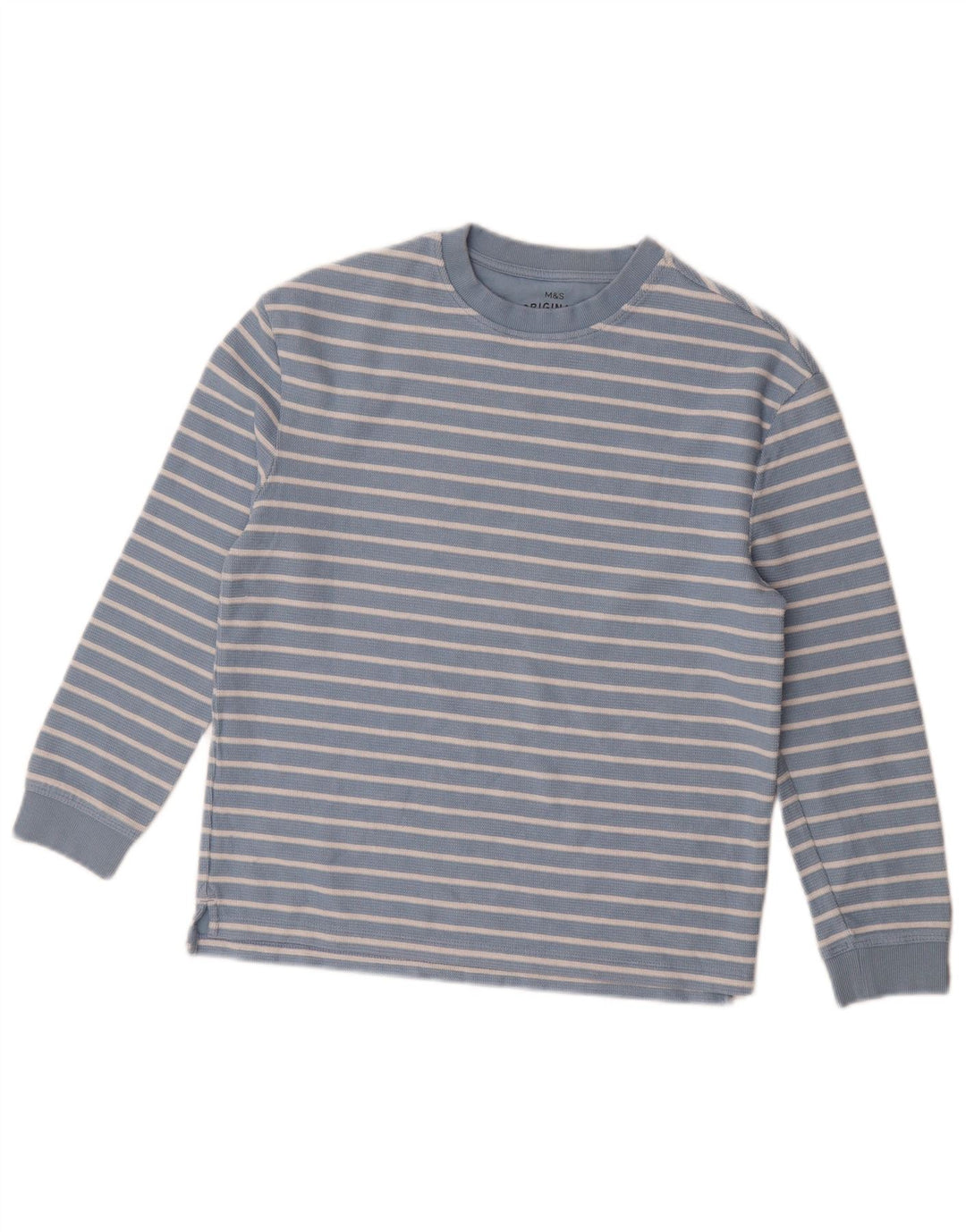Marks & Spencer Haut à Manches Longues Garçon 11-12 ans Bleu Rayé Coton