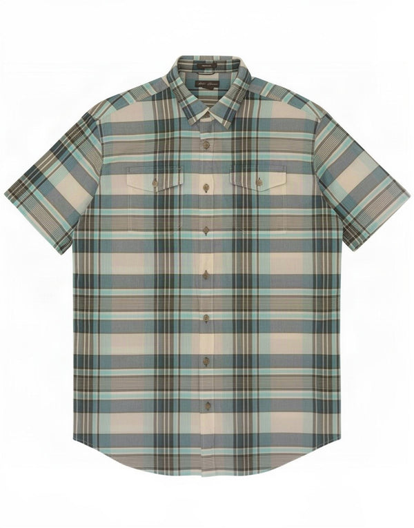 Eddie Bauer Chemise à manches courtes pour homme Coupe classique Grand carreaux bleus