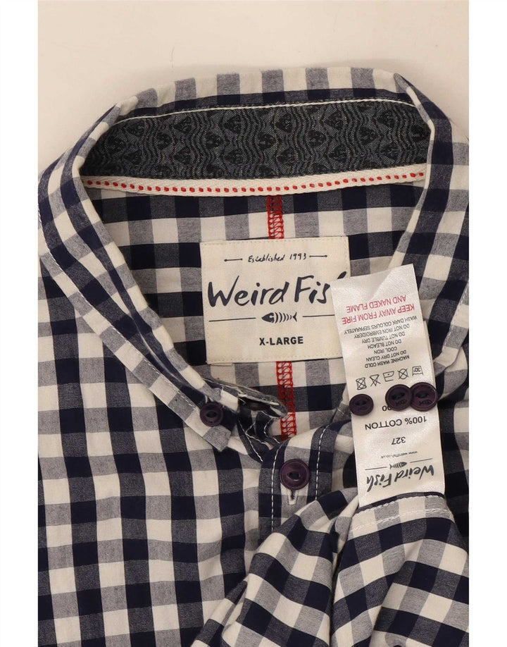Weird Fish Chemise Homme XL Bleu Marine Vichy Coton
