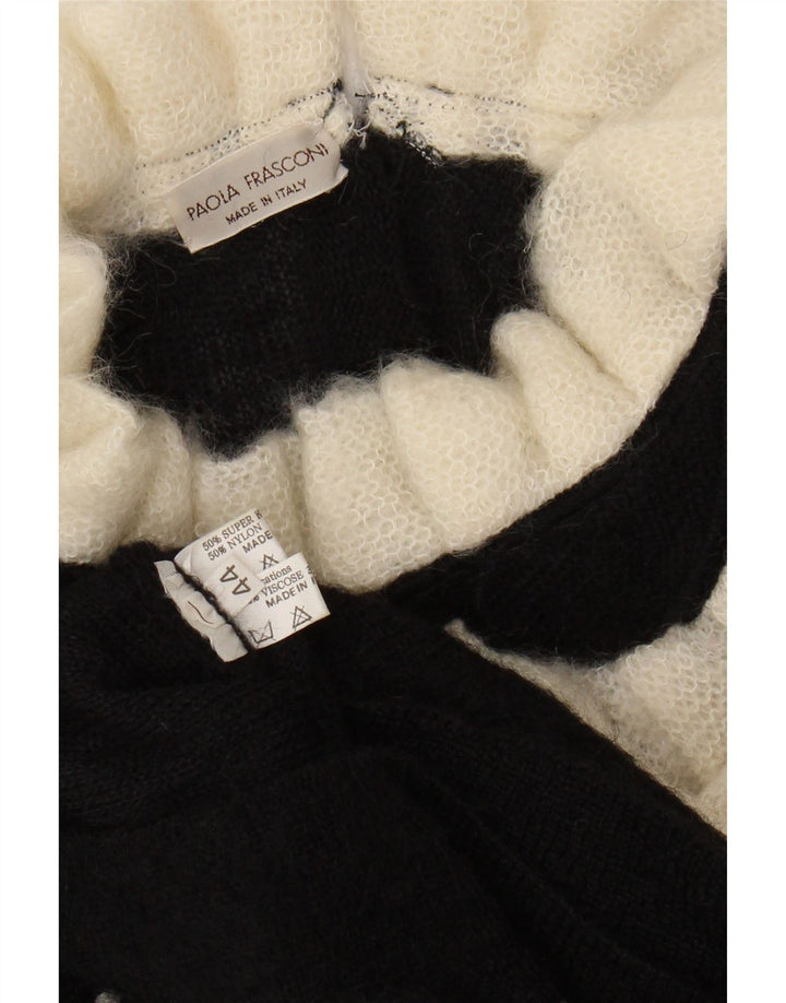 VINTAGE Pull col roulé femme IT 44 Medium Black Floral