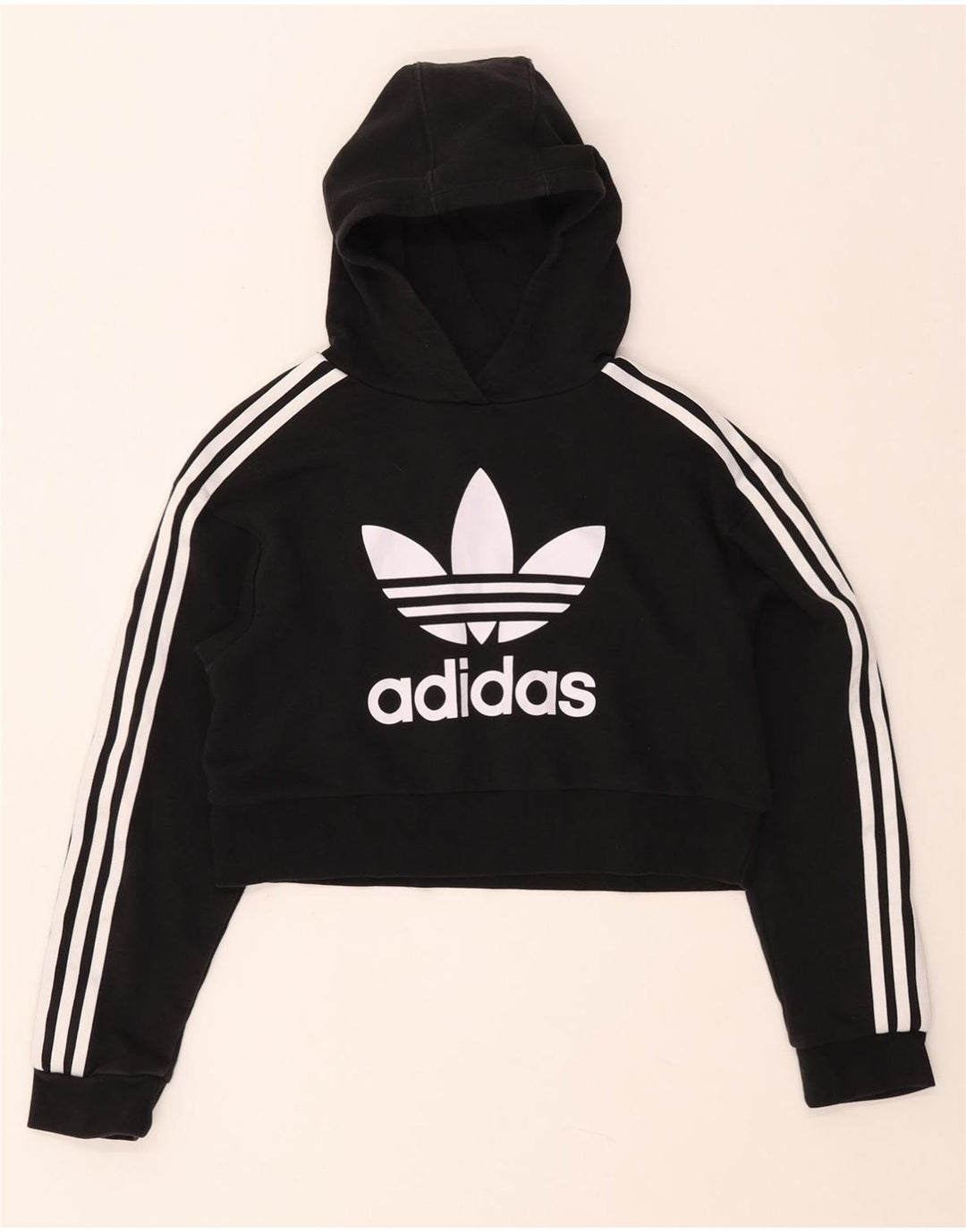 ADIDAS Pull à capuche court graphique pour fille 11-12 ans Noir Coton