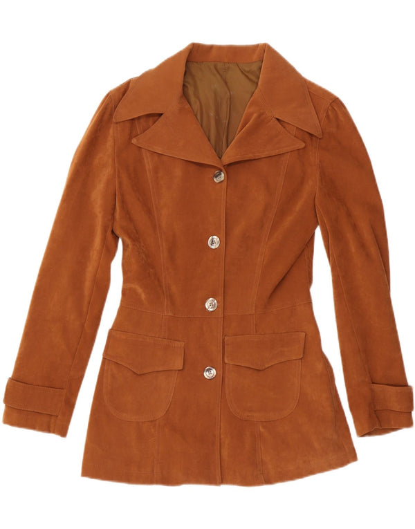 vintage Femmes 4 Bouton Blazer Veste UK 10 Petit Brun