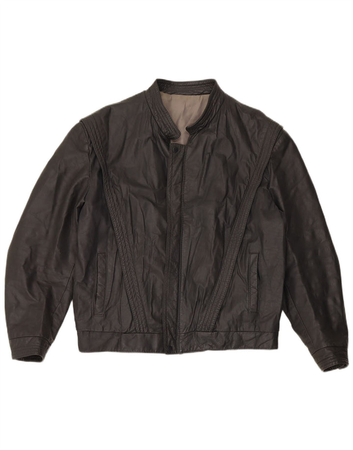 VINTAGE Veste en cuir homme UK 40 Grand cuir gris