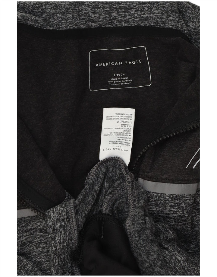 AMERICAN EAGLE Pull à capuche zippé graphique pour homme, petit gris moucheté