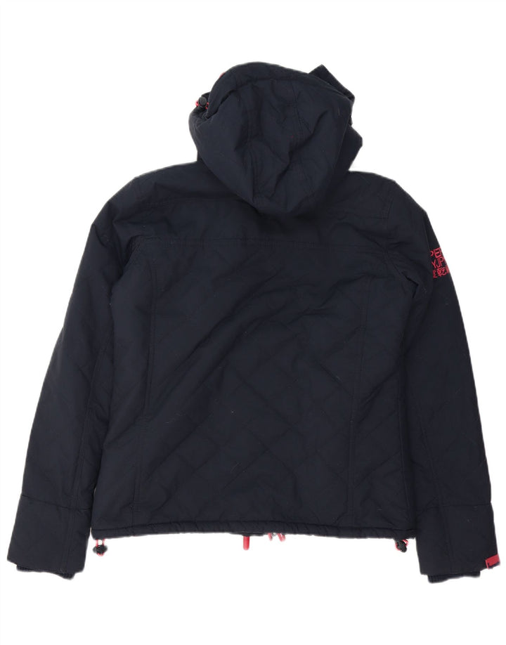 Superdry Veste coupe-vent à capuche pour femme UK 14 Bleu marine moyen