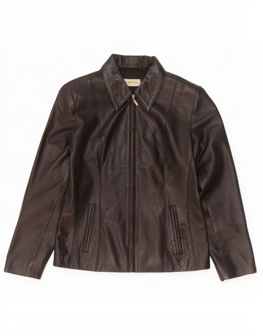 Veste en cuir femme vintage UK 12 Noir Moyen