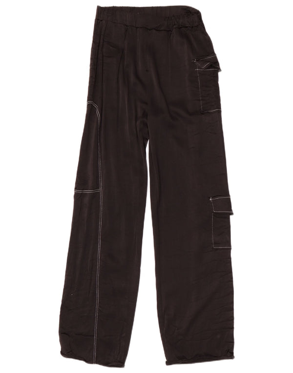 Zara Pantalon cargo large pour femme Petit W26 L27 Noir Viscose
