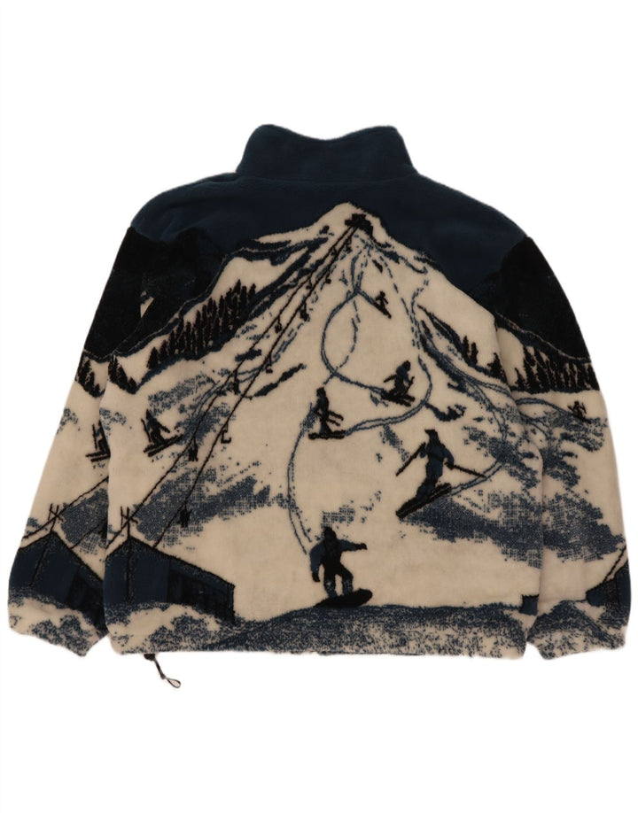 Galloway Veste polaire à motif abstrait pour homme UK 44 2XL Bleu Colourblock