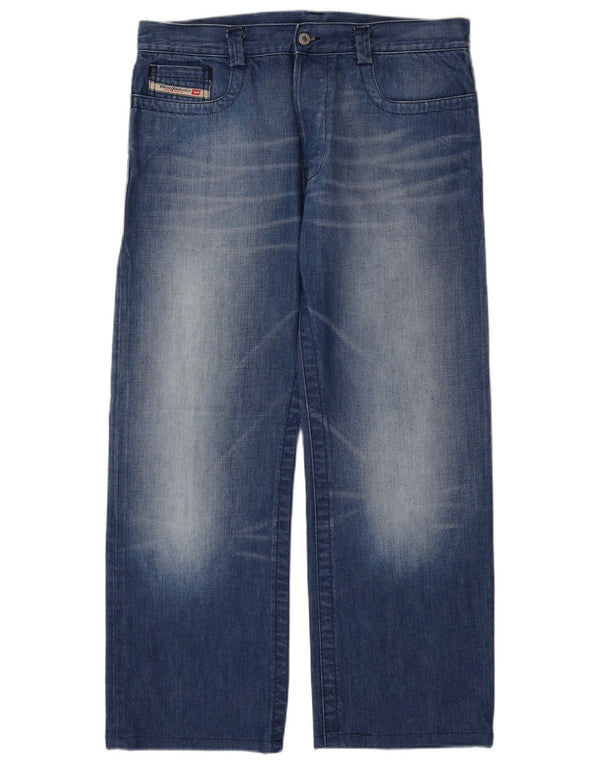 DIESEL Jean droit délavé à l'acide pour homme W34 L29 bleu coton
