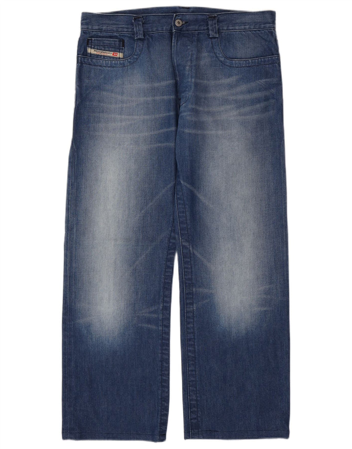 DIESEL Jean droit délavé à l'acide pour homme W34 L29 bleu coton