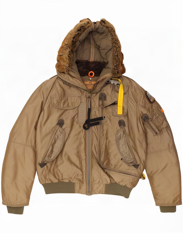 Parajumpers Veste matelassée à capuche pour homme, coupe ajustée, UK 38, kaki moyen, polyamide