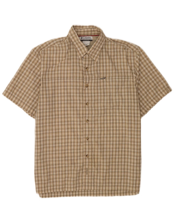 Columbia Chemise à Manches Courtes Homme Coupe Regular Coton à Carreaux Beige Moyen