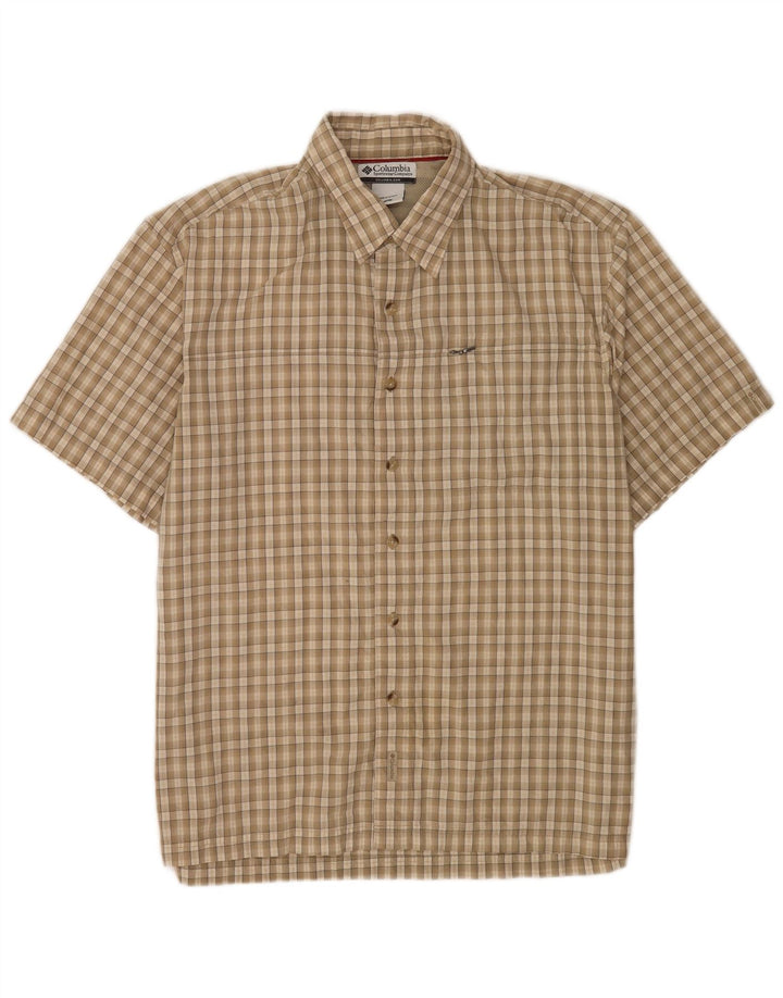 Columbia Chemise à Manches Courtes Homme Coupe Regular Coton à Carreaux Beige Moyen