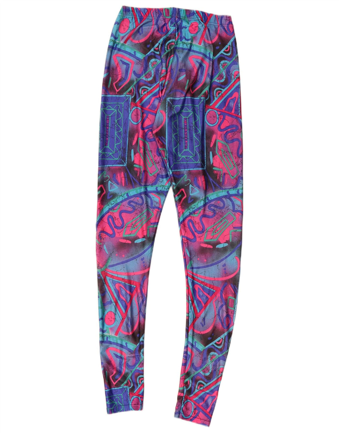 VINTAGE Leggings Femme UK 6 XS Géométrique Multicolore