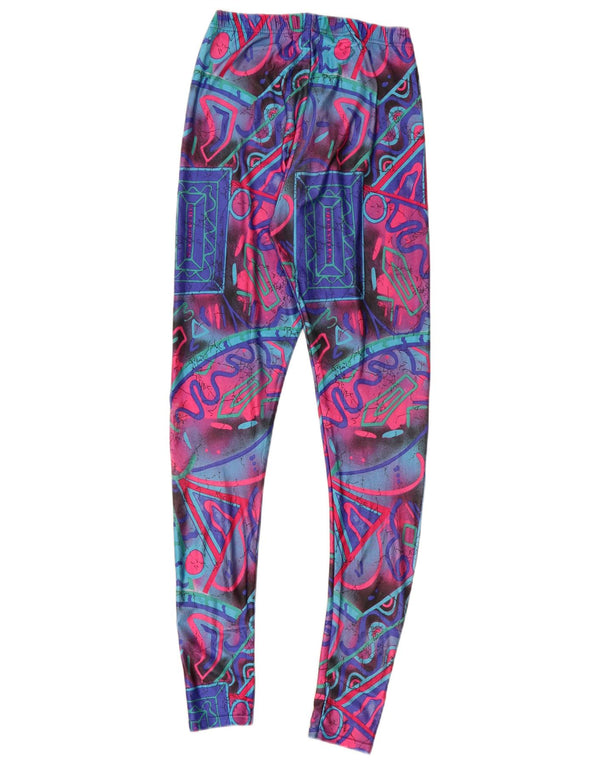VINTAGE Leggings Femme UK 6 XS Géométrique Multicolore