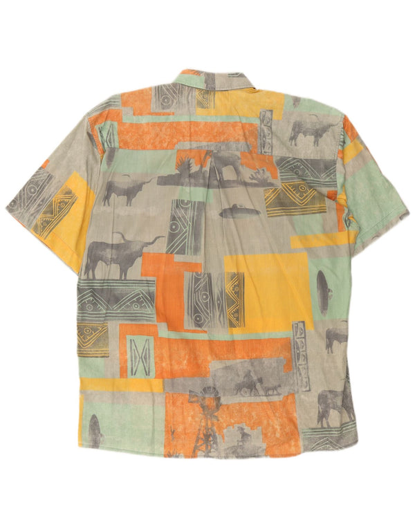 VINTAGE Chemise à manches courtes homme Taille 41 Grand patchwork multicolore