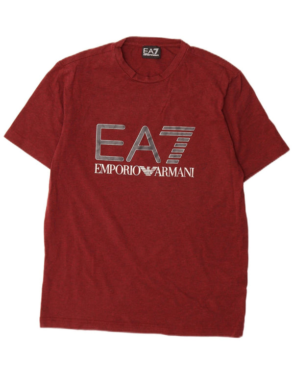 Emporio Armani T-shirt graphique pour homme en coton bordeaux moyen