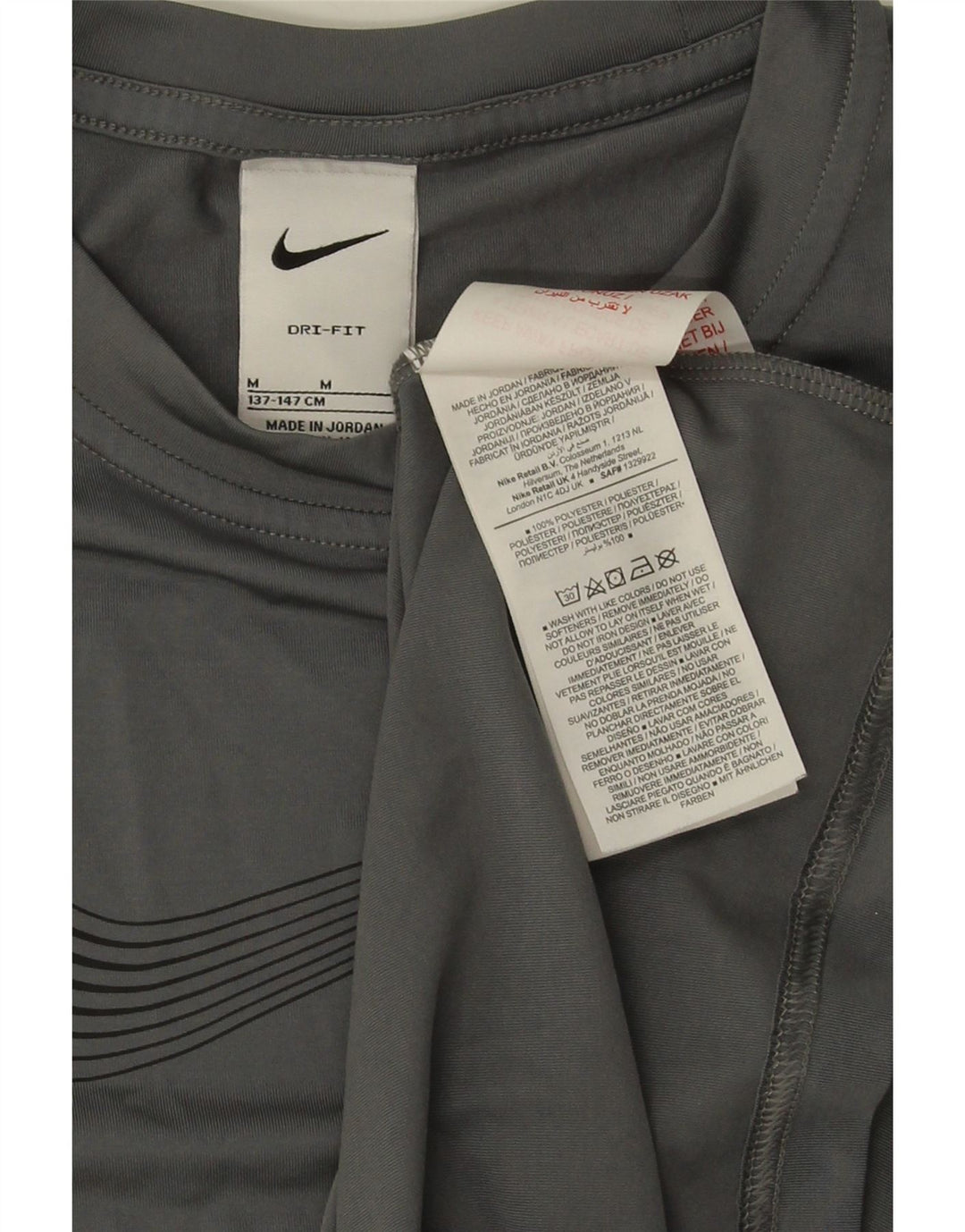 Nike Garçon Dri Fit Graphic T-Shirt Top 10-11 ans Gris Moyen Polyester