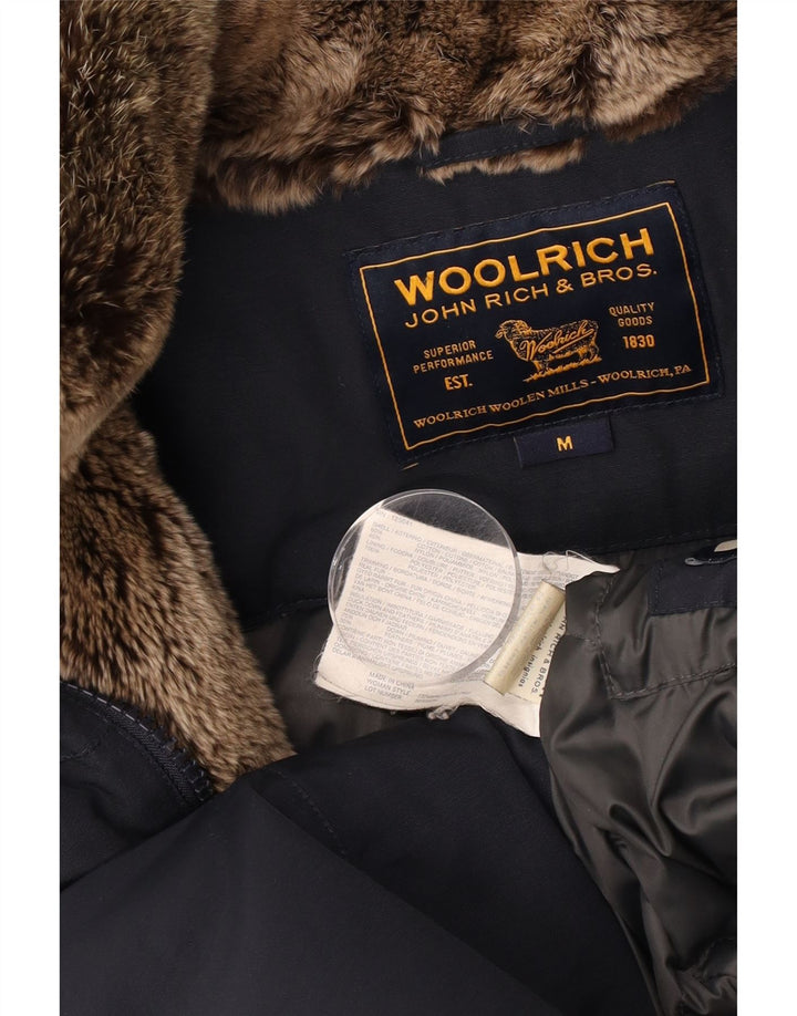 Woolrich Manteau matelassé à capuche pour homme UK 38 Bleu marine moyen Coton