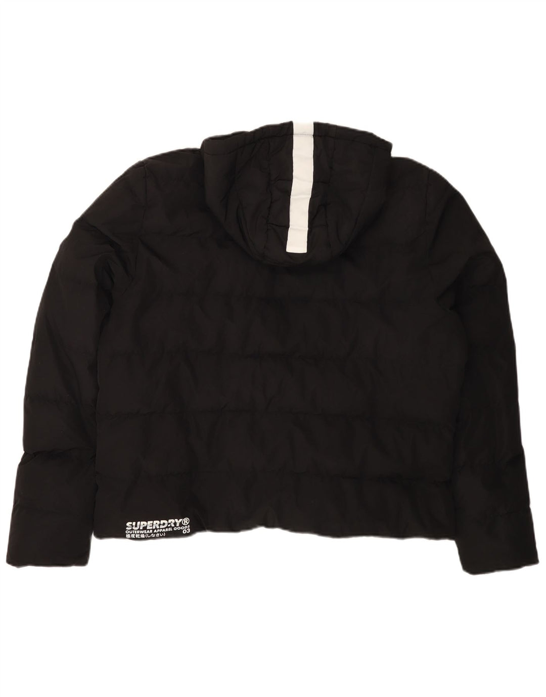 Superdry Veste rembourrée à capuche courte pour femme UK 20 XL Noir Polyester