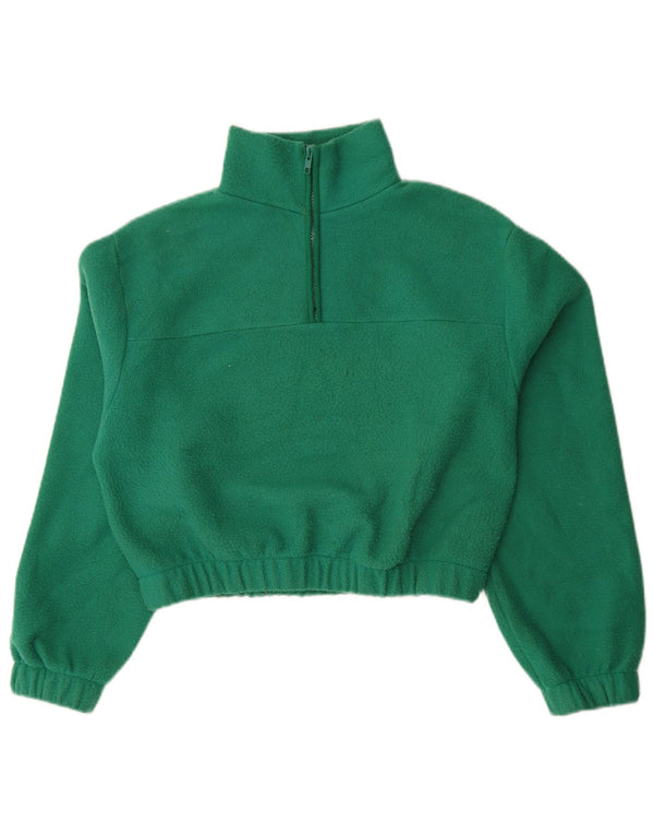 Topshop Pull court en polaire surdimensionné à col zippé pour femme UK 10 Petit Vert