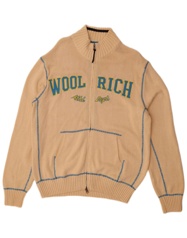 WOOLRICH Cardigan graphique pour homme XL en coton beige