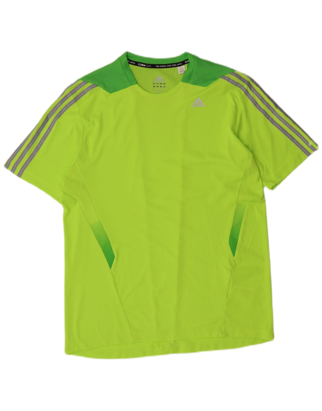 ADIDAS T-shirt régulier pour hommes en polyester à rayures vertes moyennes