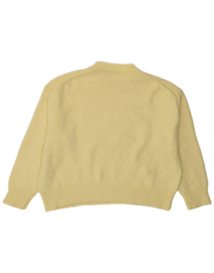 Zara Pull court surdimensionné à col rond pour femme UK 14 Jaune moyen