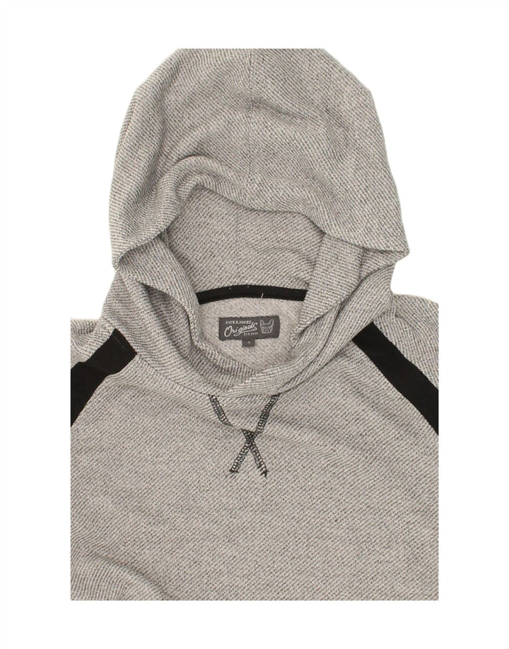 JACK & JONES Mens Hoodie Jumper Small Grey Colourblock Polyester Vintage Jack & Jones and Second-Hand Jack & Jones from Messina Hembry 