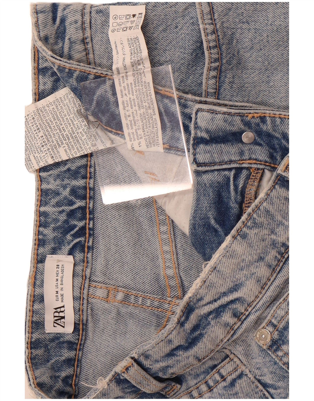 Zara Femme Jupe En Jean Moyen W28 Bleu Coton