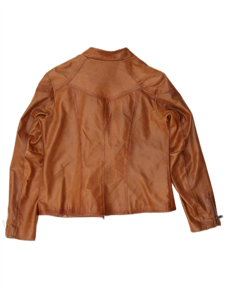 Bata Veste de motard en cuir pour femme UK 14 Large Marron