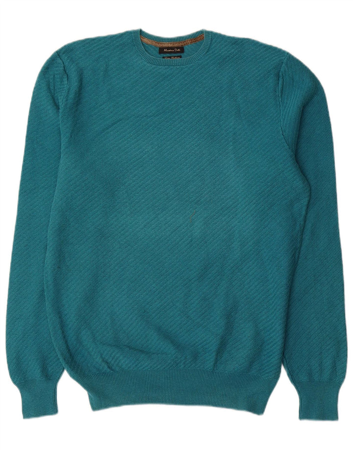 Massimo Dutti Pull col rond homme en coton bleu moyen