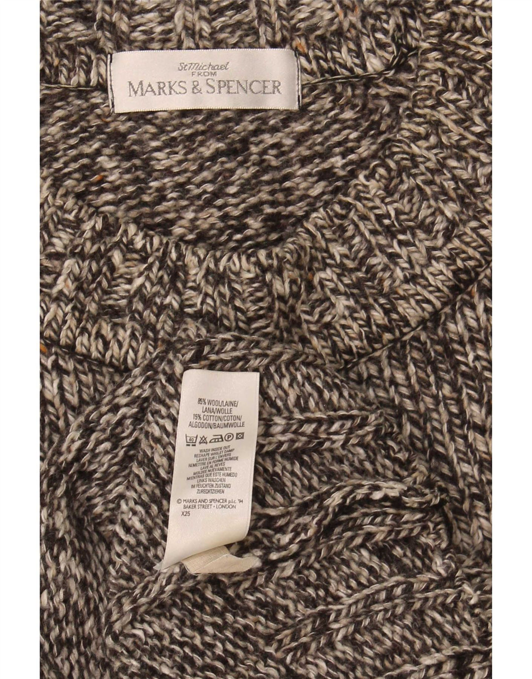 Marks & Spencer Pull à col rond pour homme en laine mouchetée gris petit