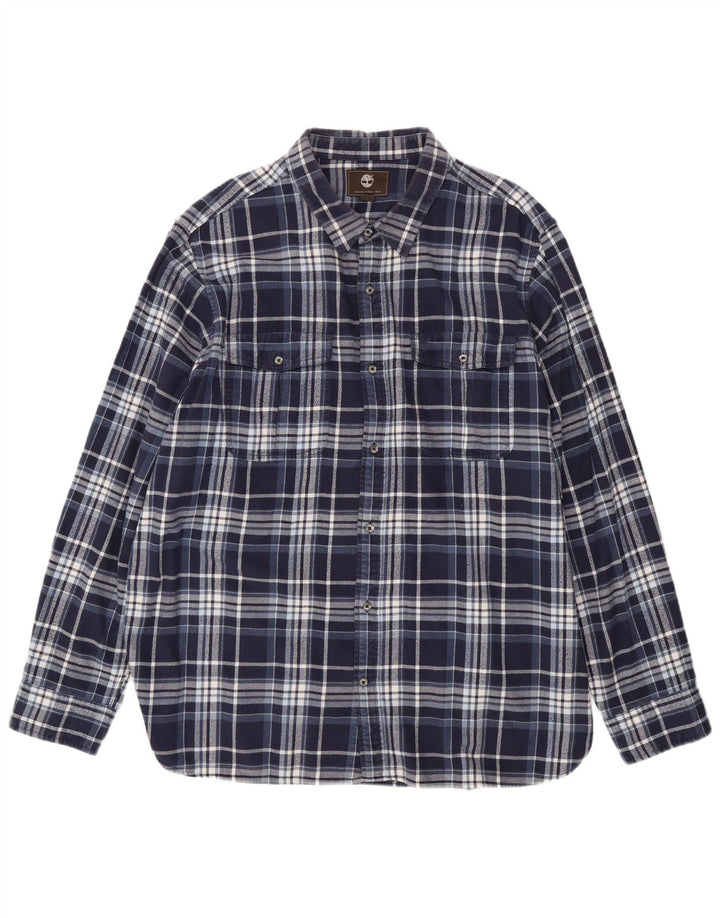 TIMBERLAND Chemise en flanelle coupe régulière pour homme 3XL en coton à carreaux bleu marine