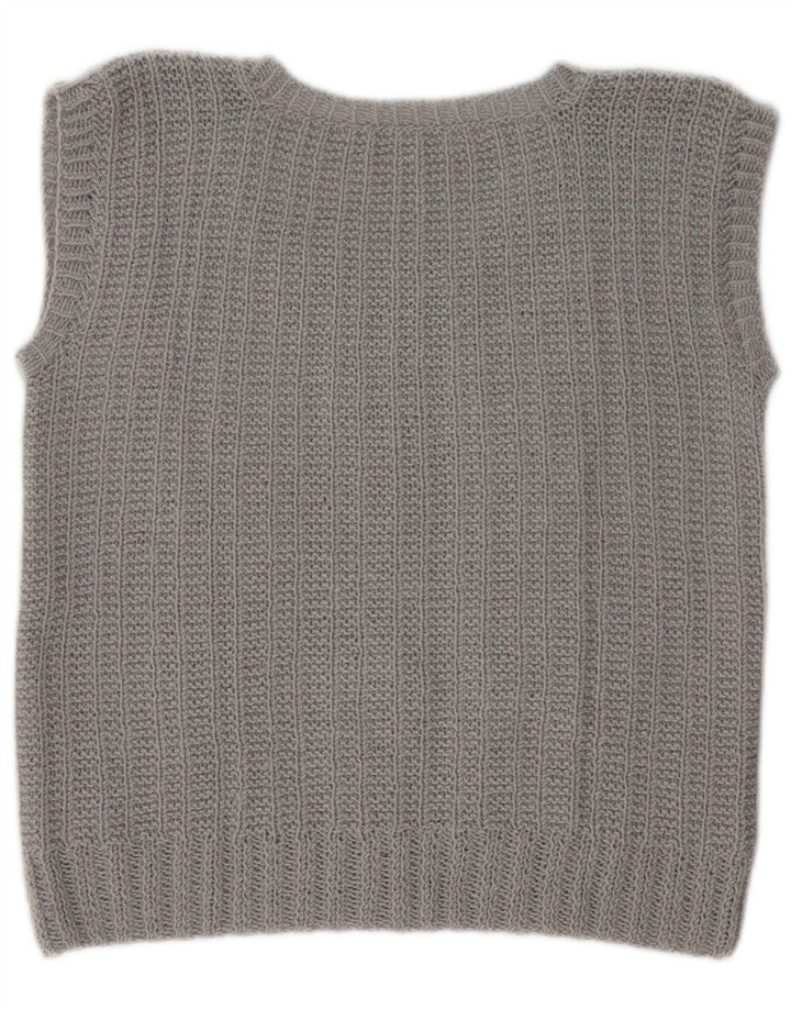 vintage Womens Vest Débardeur UK 14 Gris Moyen