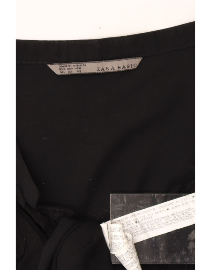 ZARA Femme Robe trapèze à volants sur le devant UK 18 XL Noir Polyester