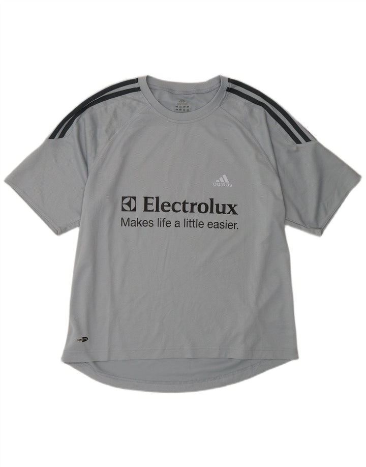 Adidas Hommes Climalite Graphic T-Shirt Top Large Gris Polyester