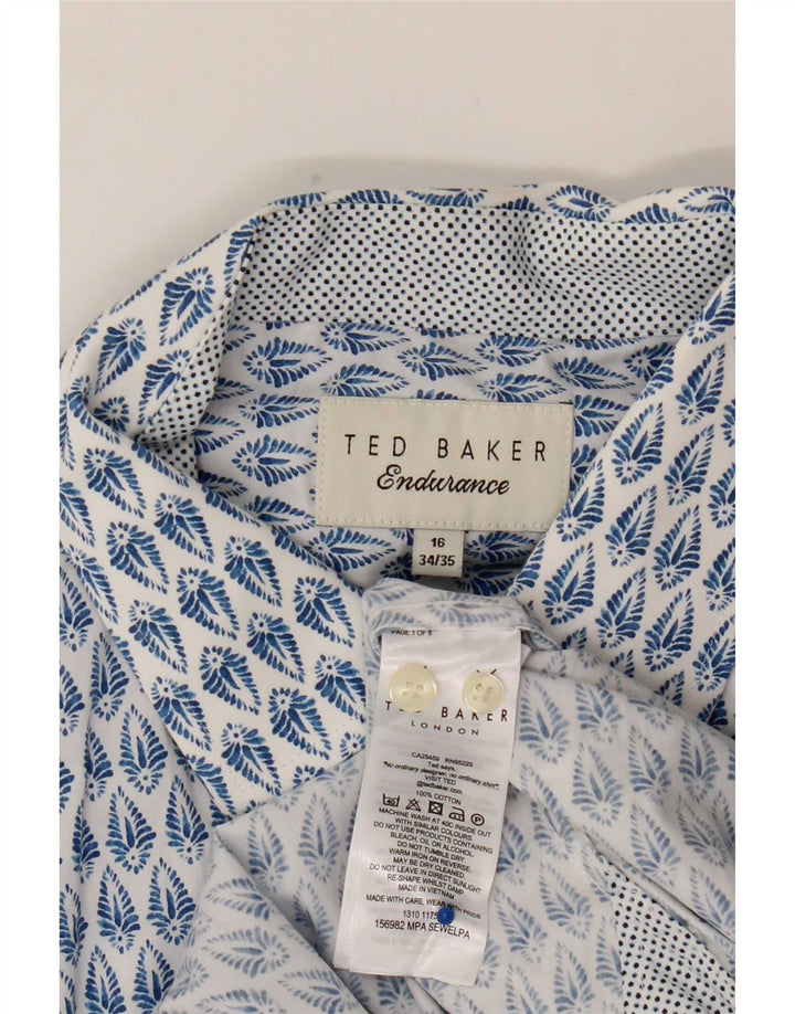 Ted Baker Chemise Homme Taille 16 Grand Coton Floral Bleu