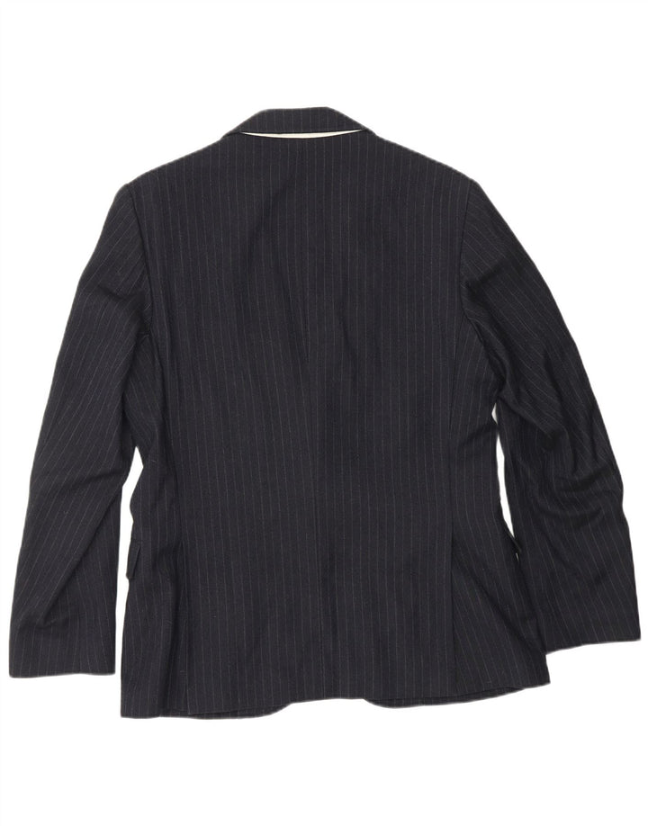 GANT Hommes Coupe Ajustée Blazer Veste IT 46 Petit Bleu Marine Rayé
