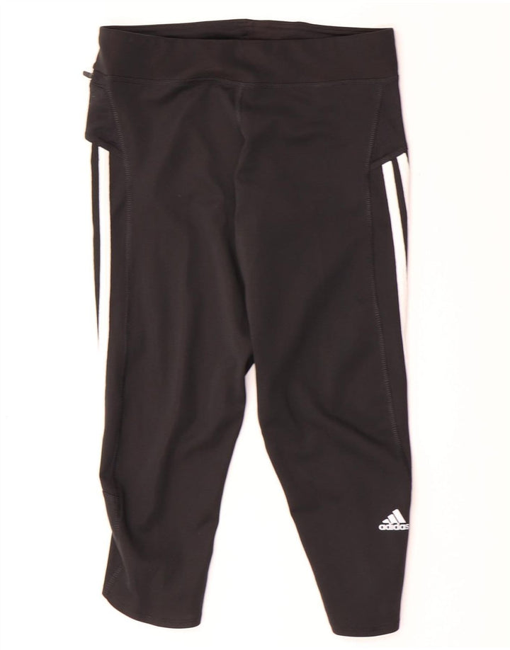 ADIDAS Femmes Climalite Capri Leggings UK 12 Moyen Noir Polyester