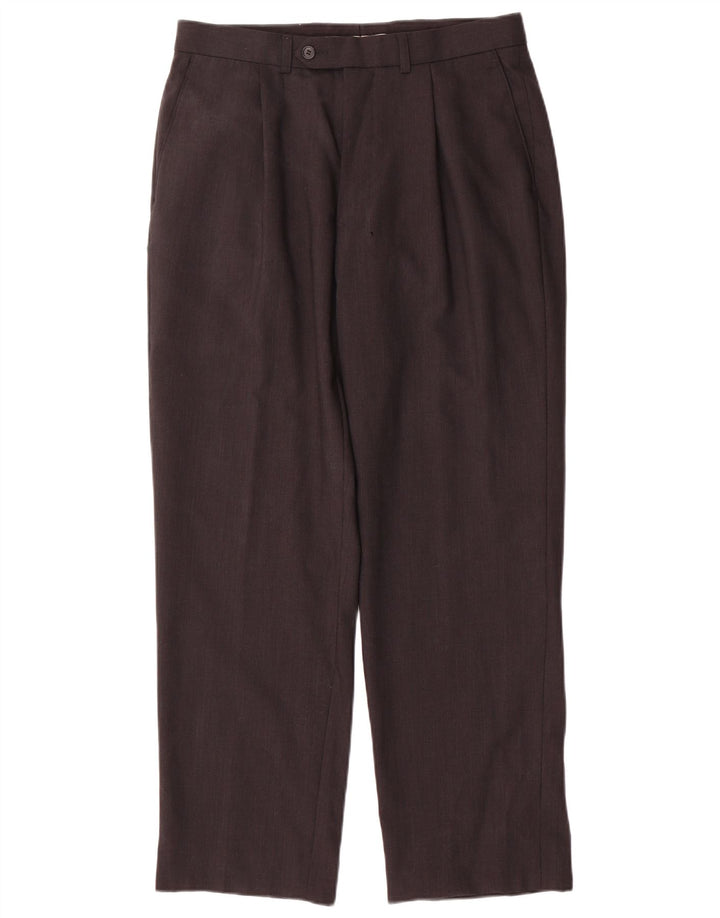 Marks & Spencer Pantalon de costume à chevilles pour hommes W32 L29 laine marron