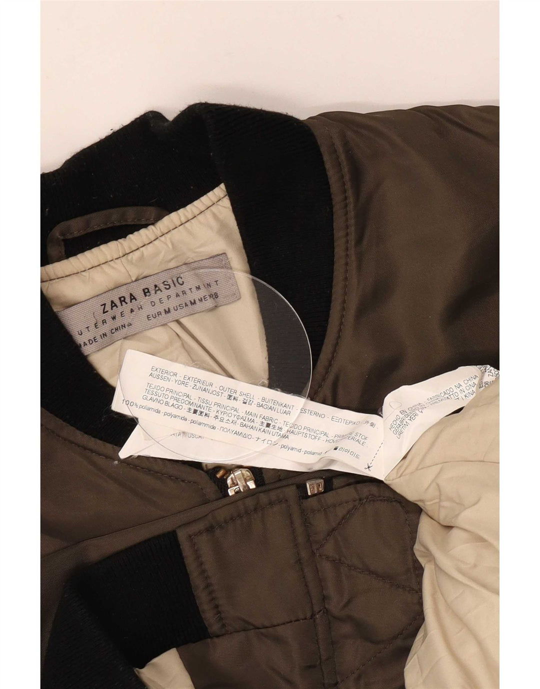 Zara Veste Bomber Oversize Femme UK 14 Kaki Moyen Colorblock