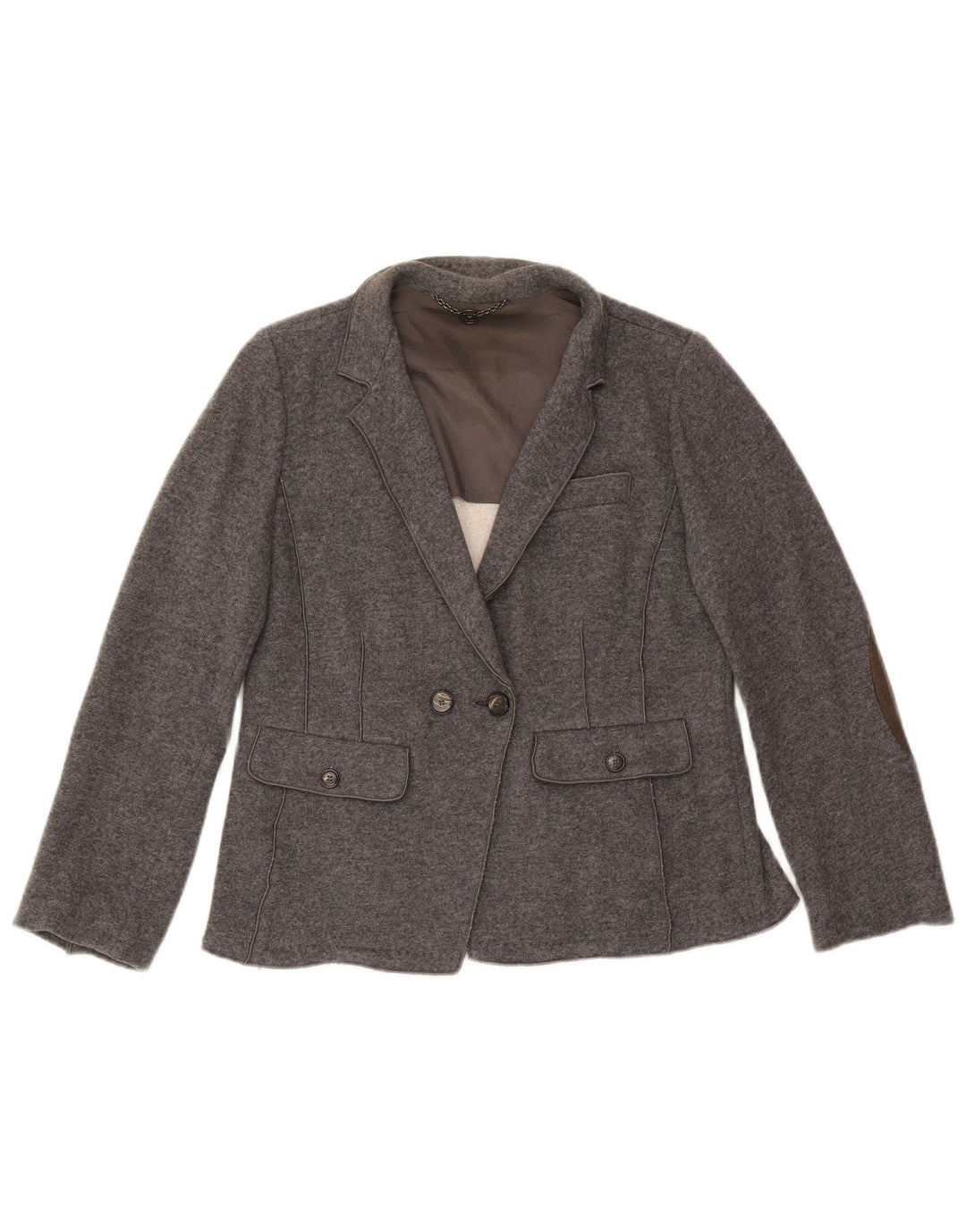 Marella Veste blazer en tricot double boutonnage pour femme UK 18 XL Laine grise