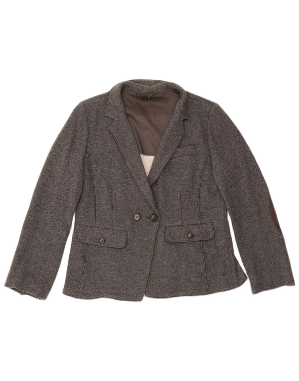 Marella Veste blazer en tricot double boutonnage pour femme UK 18 XL Laine grise