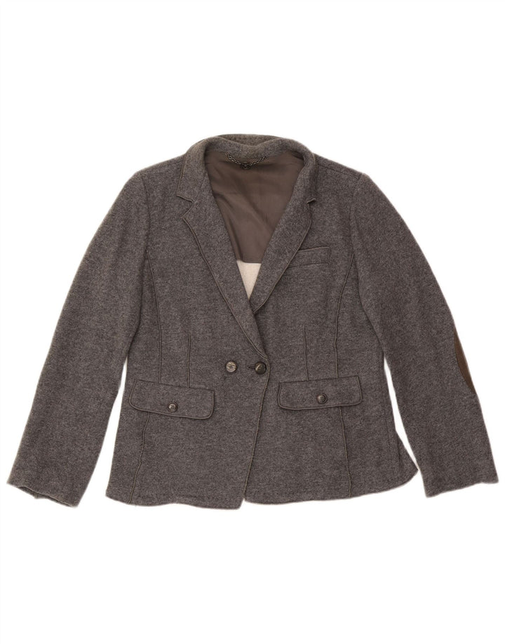Marella Veste blazer en tricot double boutonnage pour femme UK 18 XL Laine grise