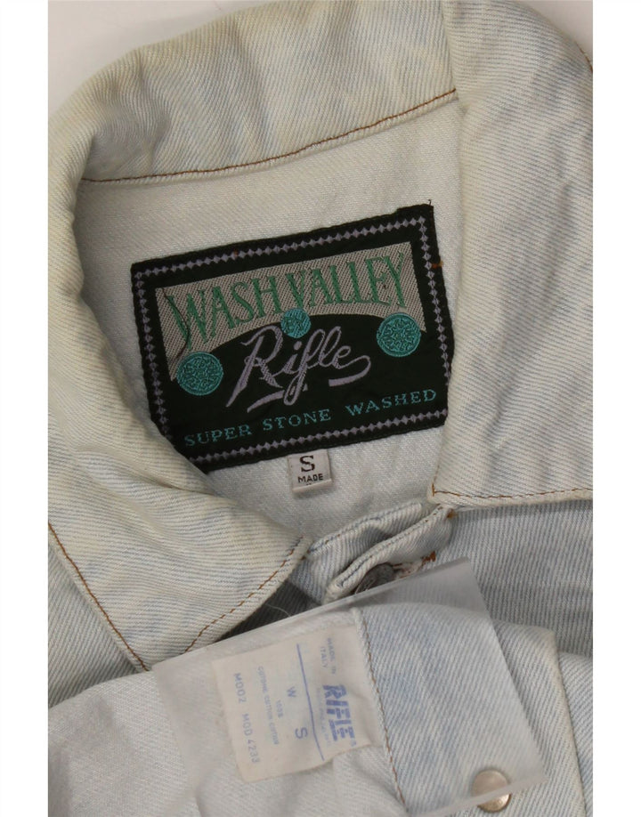 RIFLE Veste en jean surdimensionnée pour femme UK 10 Petit coton bleu